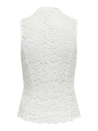 JDYISOLDE Top sans manches en dentelle à col mao et brandebourgs — JDY — Cloud Dancer — packshot, vue de dos 2 | Appart 17 Bruxelles