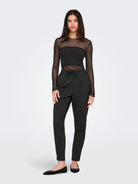 JDYELSA Top en mesh manches longues — Noir — vue 5