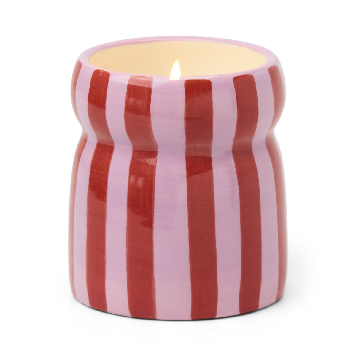 Paddywax Cabana Bougie parfumée céramique rayée rouge et rose 184 g — Paddywax — Pink Peppermint — packshot 2 | Appart 17 Bruxelles