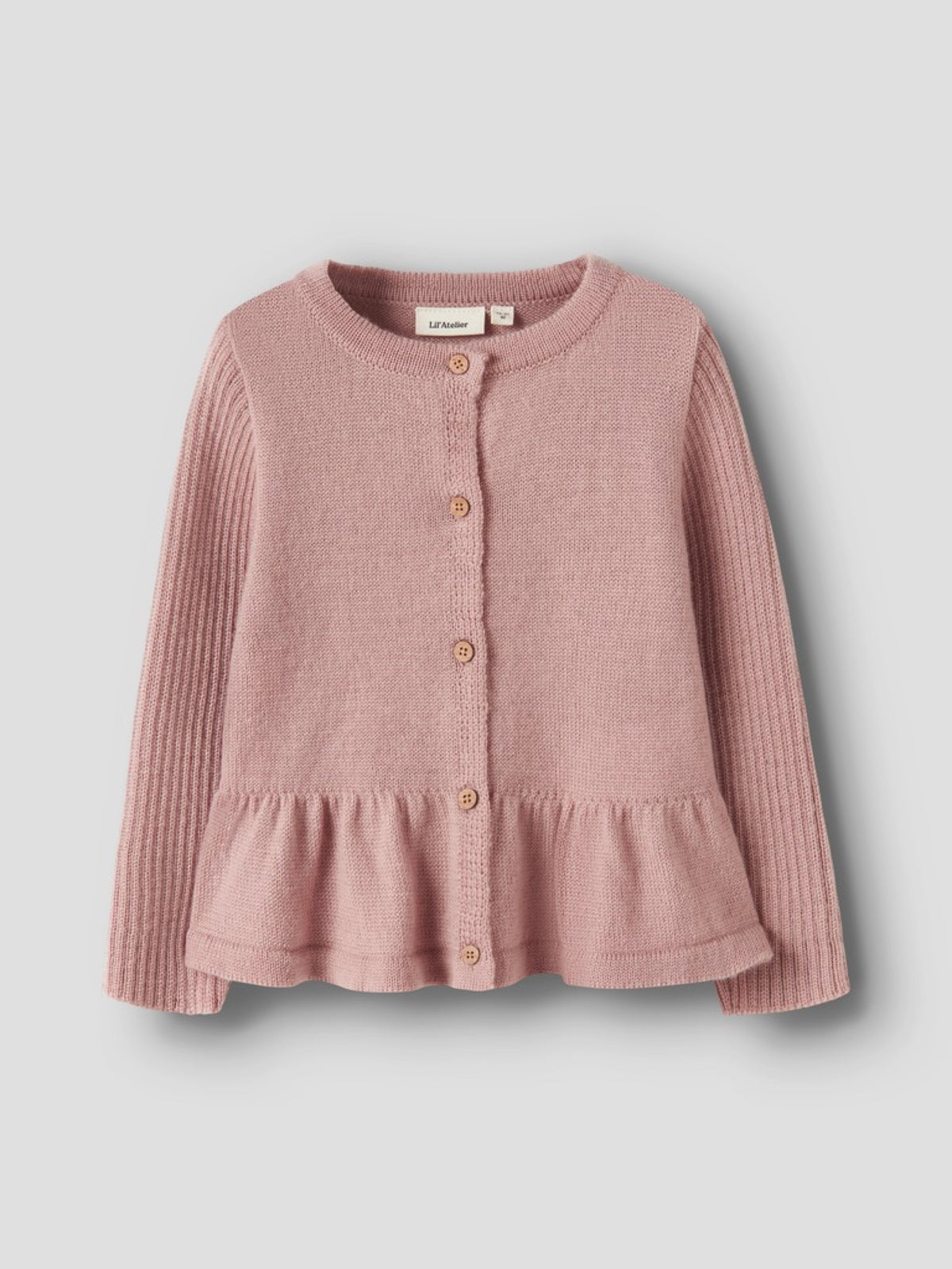 NMFNOMO Gilet en laine mérinos à basque fille — Lil' Atelier — Fawn — autre vue 3 | Appart 17 Bruxelles
