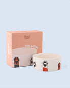 Fluid Market Gamelle pour chien Paws en céramique — Fluid Market — Blanc & marron — en situation 2 | Appart 17 Bruxelles