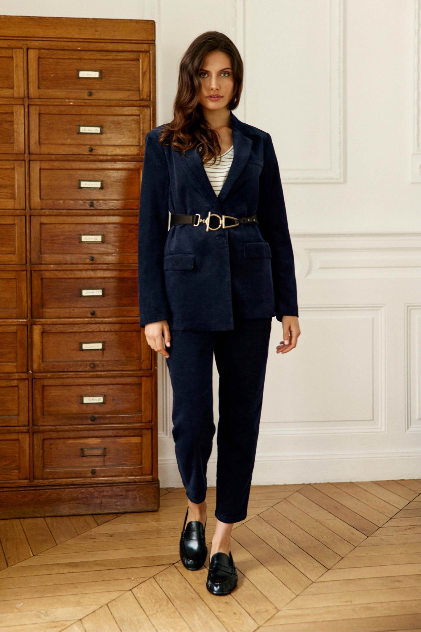 Ceinture Alaia en cuir à boucle dorée — Marron — vue 3