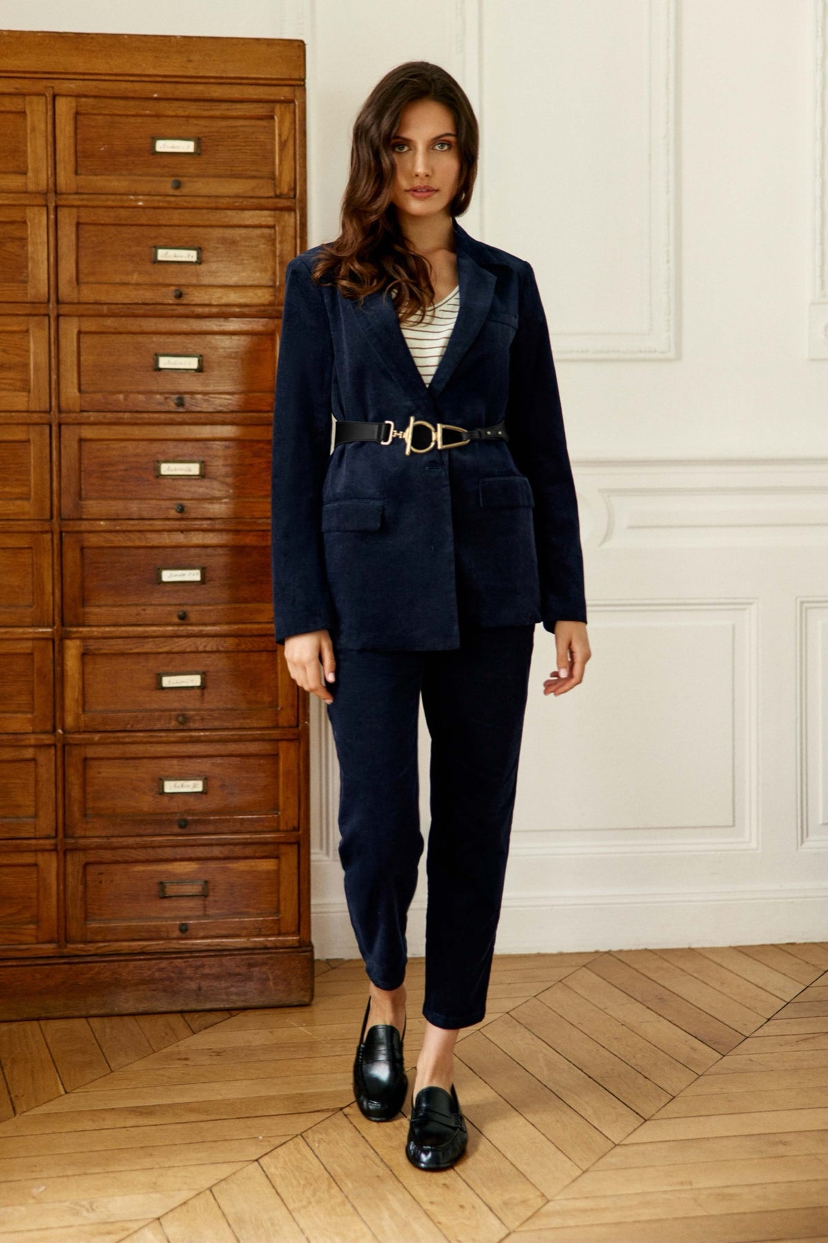 Ceinture Alaia en cuir à boucle dorée — Noir — vue 3