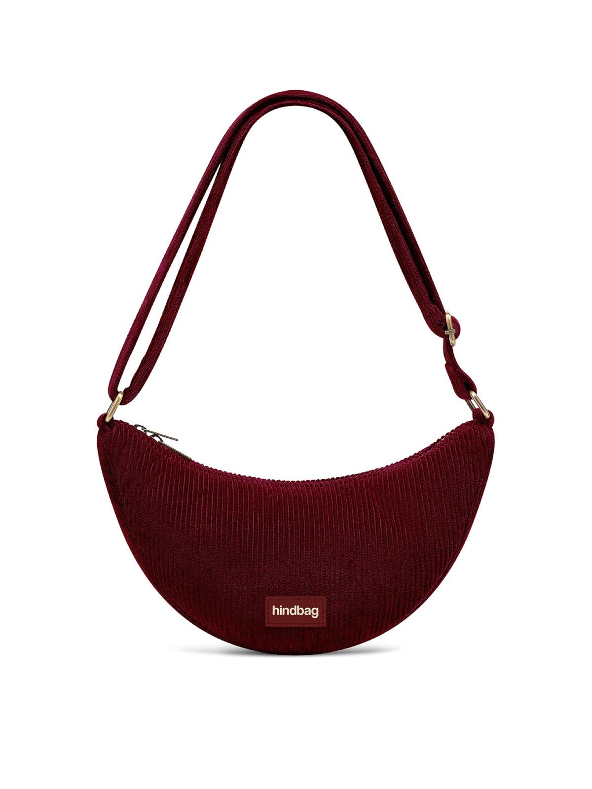 Hindbag Andrea Sac demi-lune d'hiver, velours, tartan ou effet laine — Hindbag — Velours bordeaux — packshot 4 | Appart 17 Bruxelles