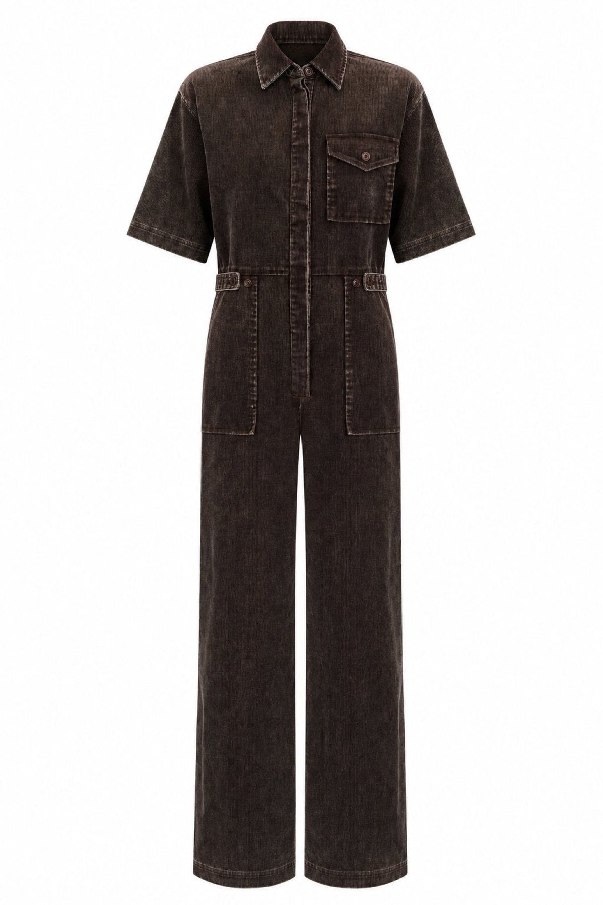 MARGATE Combinaison pantalon en velours côtelé délavé, manches courtes — FRNCH — Ocre — packshot 7 | Appart 17 Bruxelles