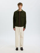 SLMNEALY Cardigan workwear en laine — Forest Night — vue 4
