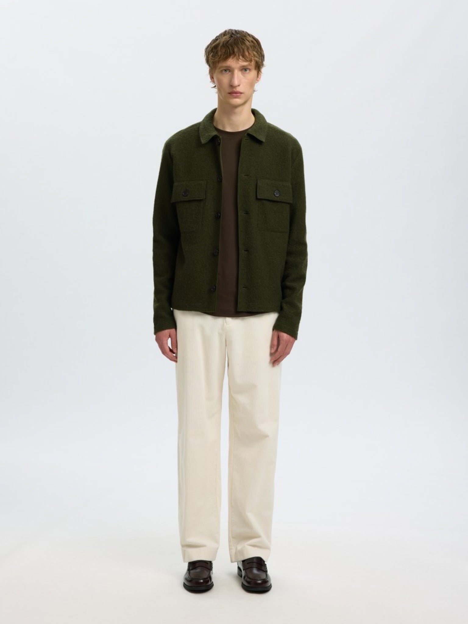 SLMNEALY Cardigan workwear en laine — Forest Night — vue 4