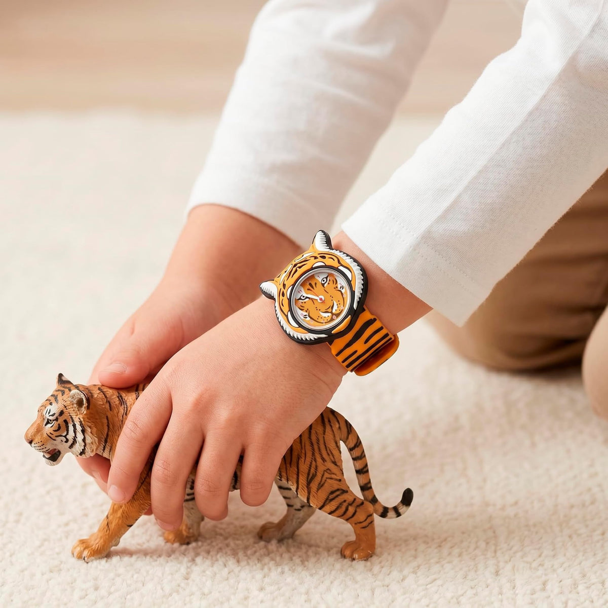 Montre slap enfant Time Pals — Mava Design — Tigre — packshot | Appart 17 Bruxelles