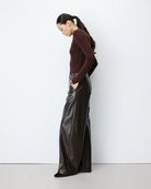 Artius Pantalon large en simili-cuir — Chocolat — vue 5