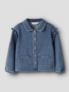 NMFOBELLO Surchemise en jean à volants fille — Lil' Atelier — Dark Blue Denim — autre vue 3 | Appart 17 Bruxelles