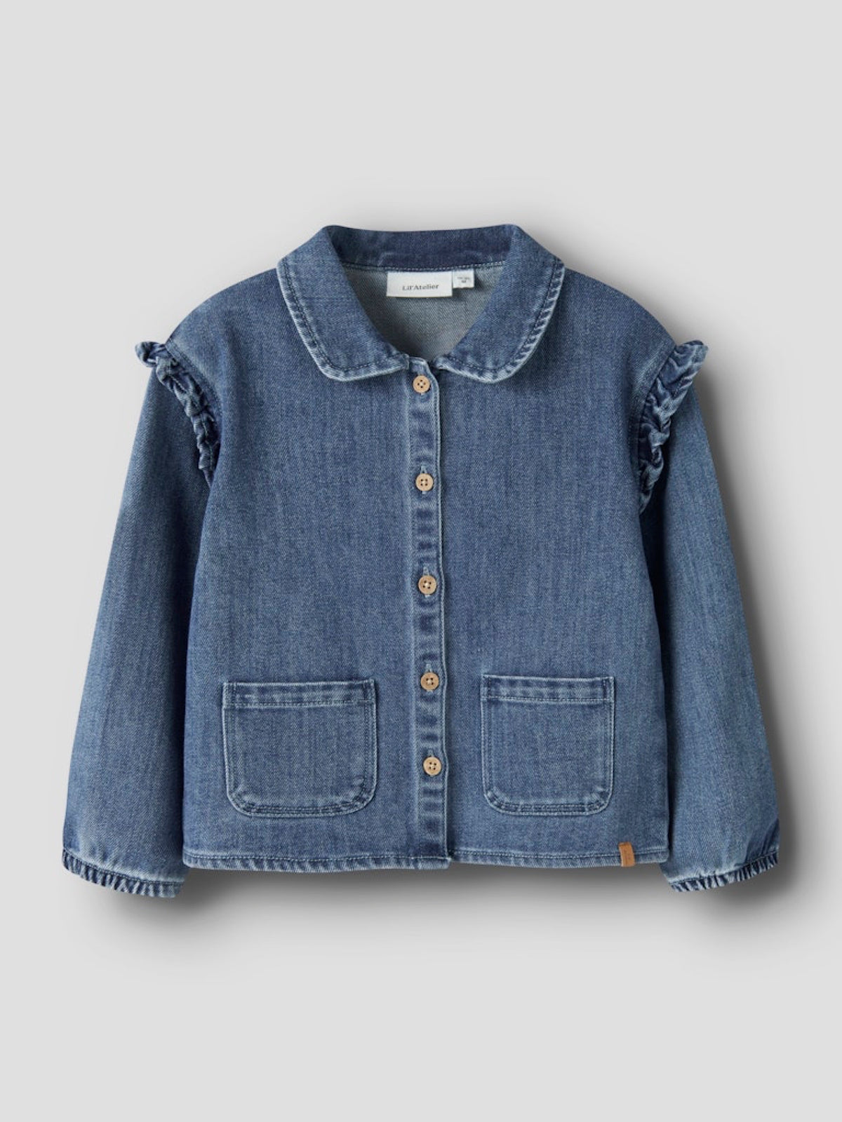 NMFOBELLO Surchemise en jean à volants fille — Lil' Atelier — Dark Blue Denim — autre vue 3 | Appart 17 Bruxelles