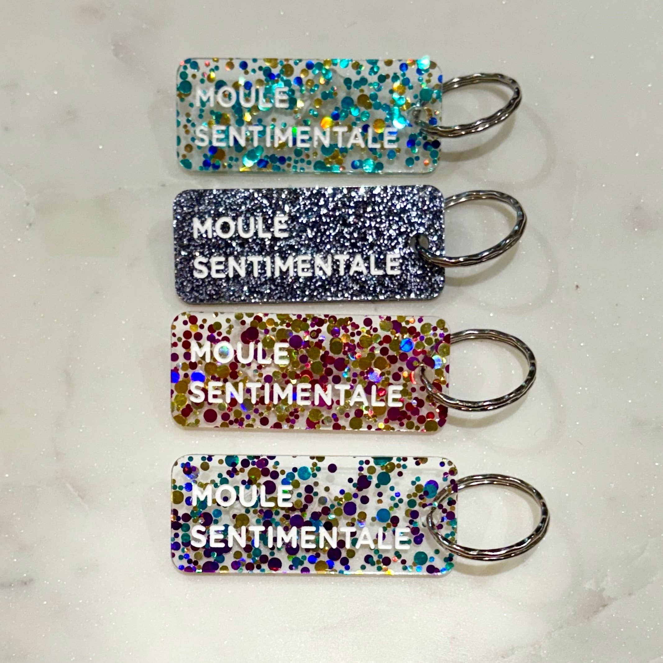 MOULE SENTIMENTALE Porte-clés à paillettes Plus de Love: Violet — Appart 17 Bruxelles