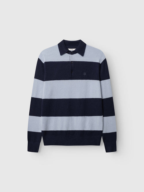 GABworren Polo rayé en laine — Navy Stripe