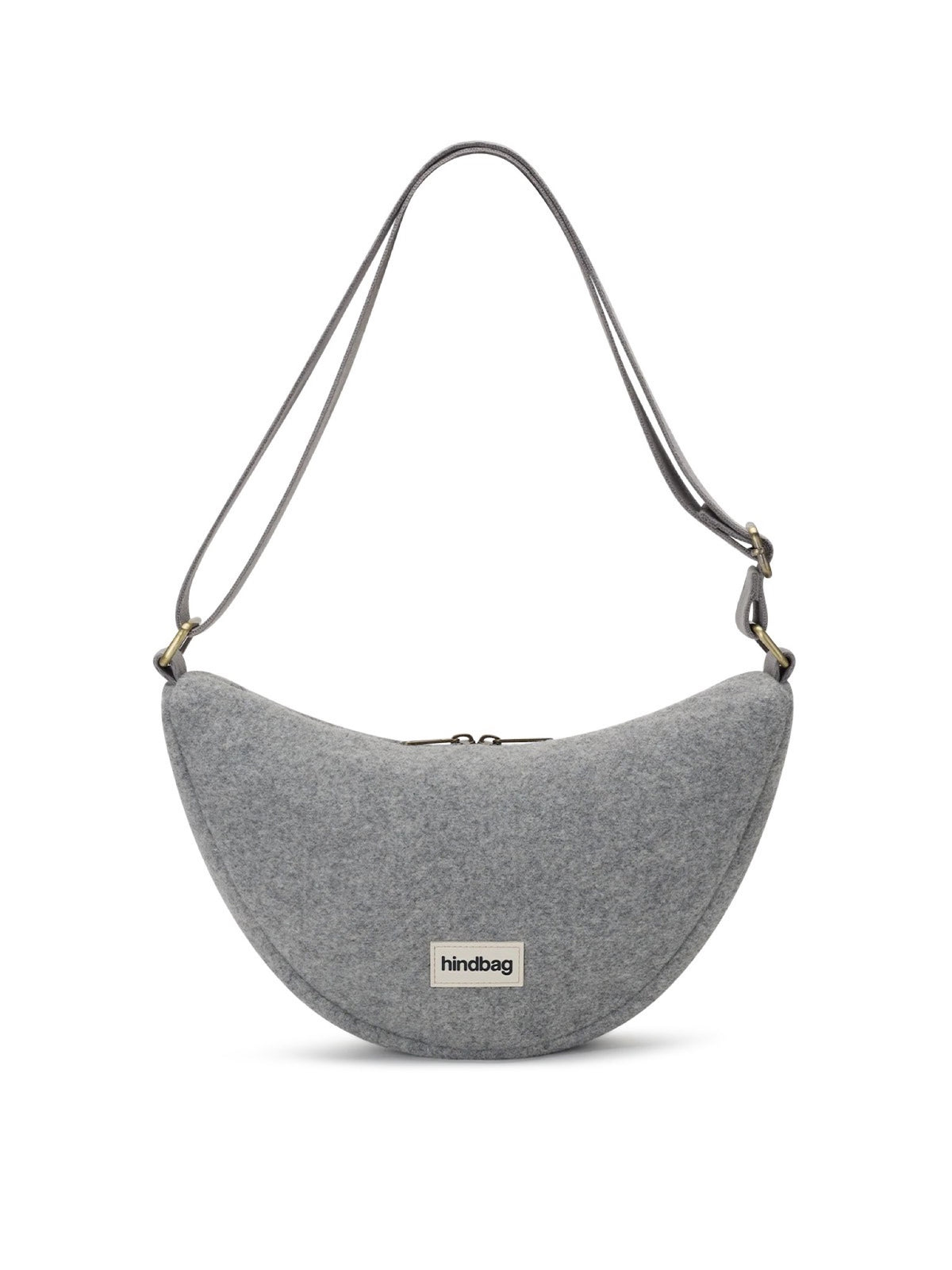 Hindbag Andrea Sac demi-lune d'hiver, velours, tartan ou effet laine — Hindbag — Effet laine granite — packshot 3 | Appart 17 Bruxelles