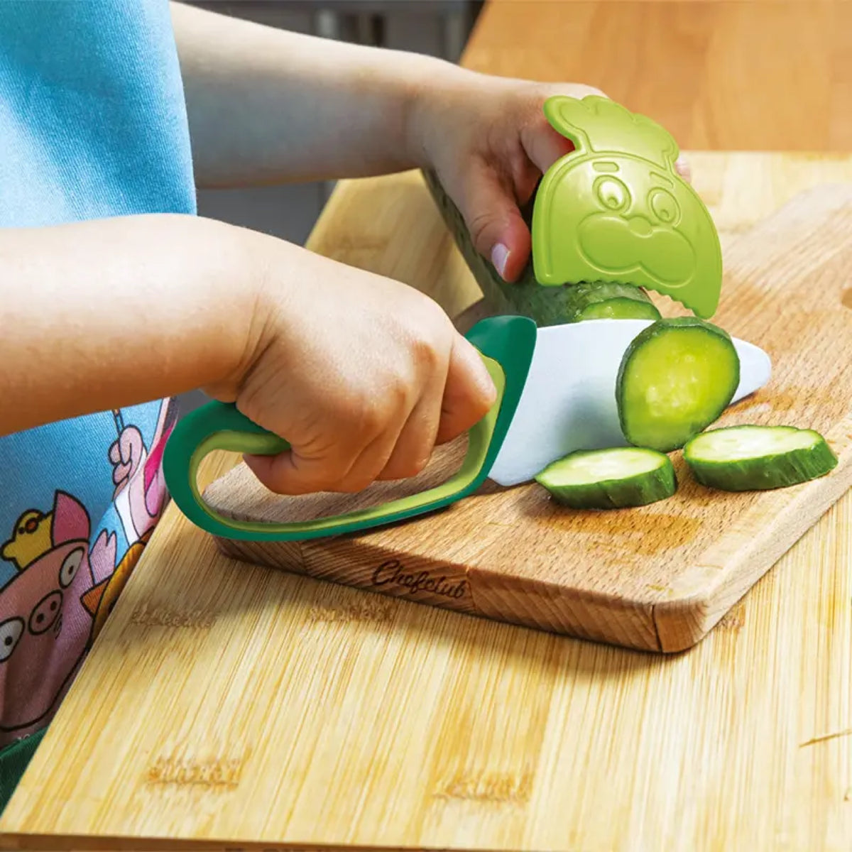 Couteau de cuisine pour enfant avec protège-doigts — Chefclub Kids — Vert — autre vue 3 | Appart 17 Bruxelles
