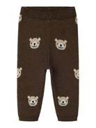 NBMNEIL Pantalon bébé en maille à oursons — name it — Chocolate Brown — vue de face | Appart 17 Bruxelles