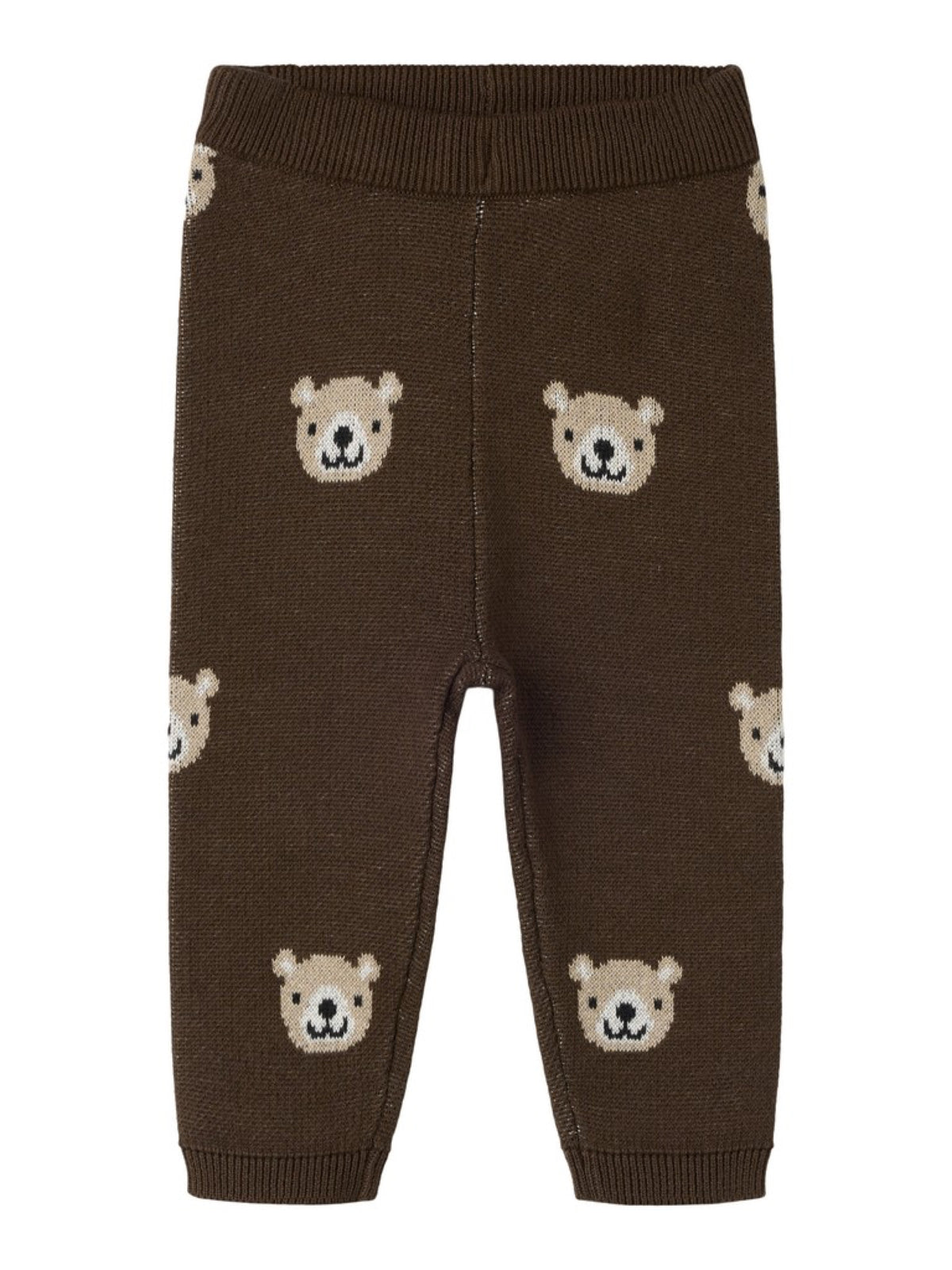 NBMNEIL Pantalon bébé en maille à oursons — name it — Chocolate Brown — vue de face | Appart 17 Bruxelles