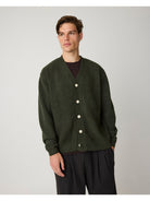Cardigan Soufflé col V en maille recyclée — Forest Night — vue 3