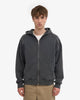 Colorful Standard Organic Oversized Zip Hood Sweat zippé à capuche — Colorful Standard — Faded Black — porté, vue de face | Appart 17 Bruxelles
