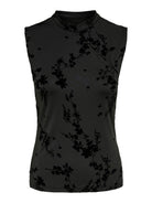 JDYFLORA Top sans manches à fleurs floquées, col montant boutonné — JDY — Black — packshot 6 | Appart 17 Bruxelles