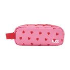 Trousse d'école simple — Atelier Wagram — Cœurs rouges fond rose — packshot | Appart 17 Bruxelles