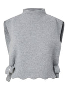 PCAUTUMN Col en maille à nouer, effet gilet court — Pieces — Light Grey Melange — packshot | Appart 17 Bruxelles