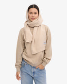 Colorful Standard Merino Wool Scarf Écharpe laine mérinos recyclée — Colorful Standard — Ivory White — porté, vue de face | Appart 17 Bruxelles