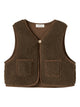 NMNJONO Gilet sans manches en sherpa enfant — Lil' Atelier — Teak — vue de face | Appart 17 Bruxelles