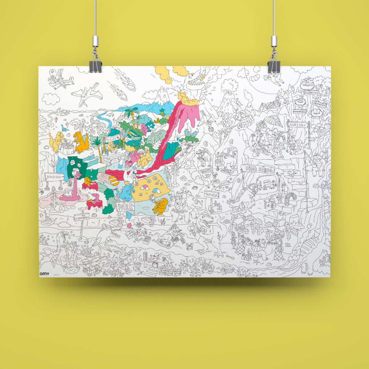 Poster géant à colorier 70 × 100 cm — OMY — Dinos — autre vue 2 | Appart 17 Bruxelles