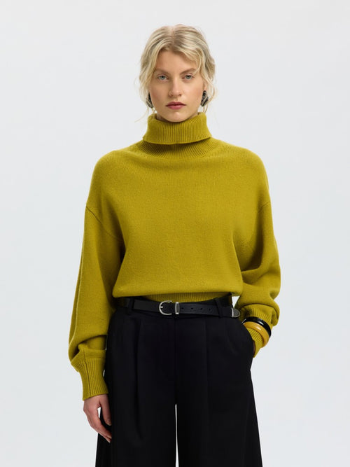 SLWELLIE Pull col roulé en laine et coton bio — Avocado Oil