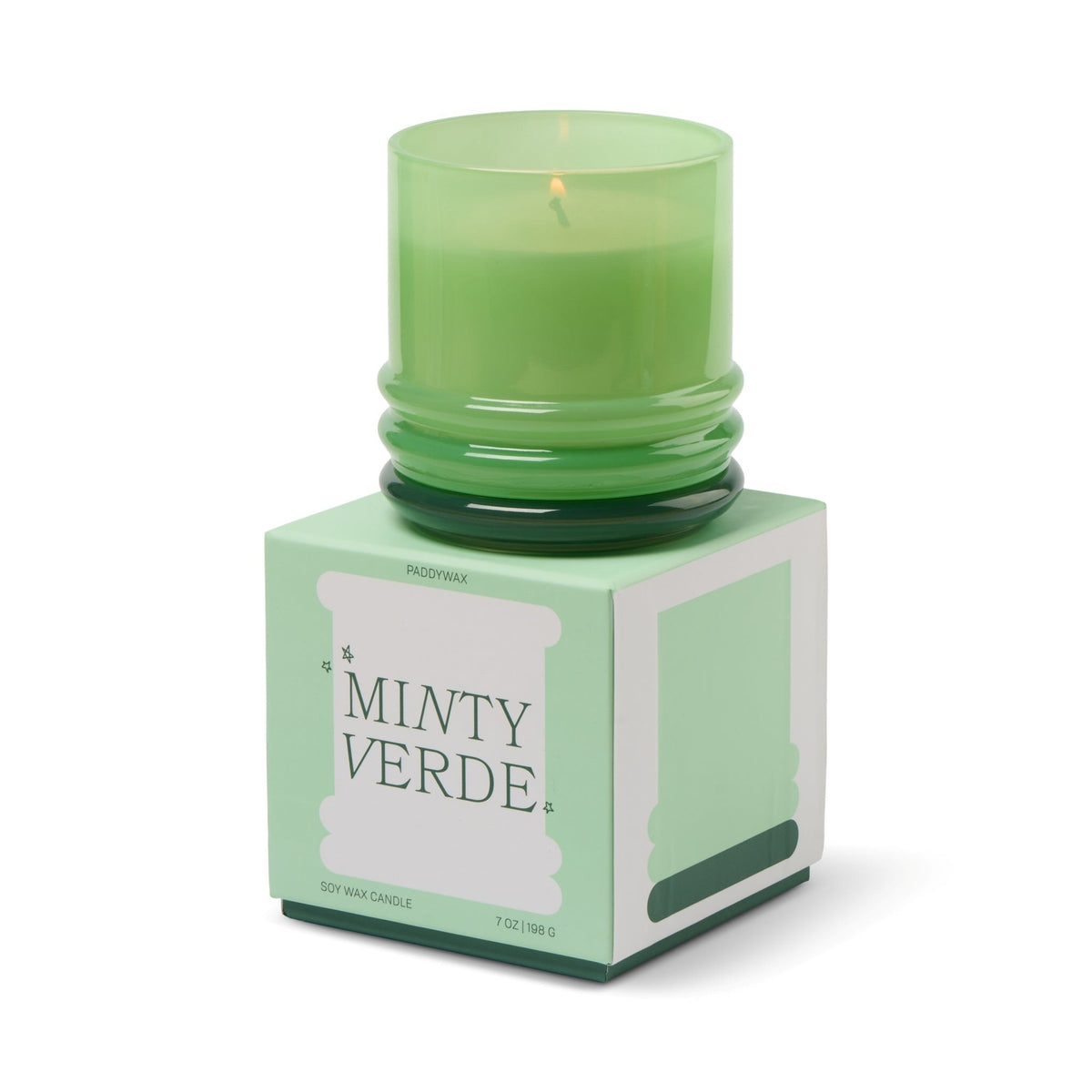 Paddywax Stack Bougie parfumée en verre empilable vert clair et vert foncé 198 g — Paddywax — Minty Verde — packshot 5 | Appart 17 Bruxelles