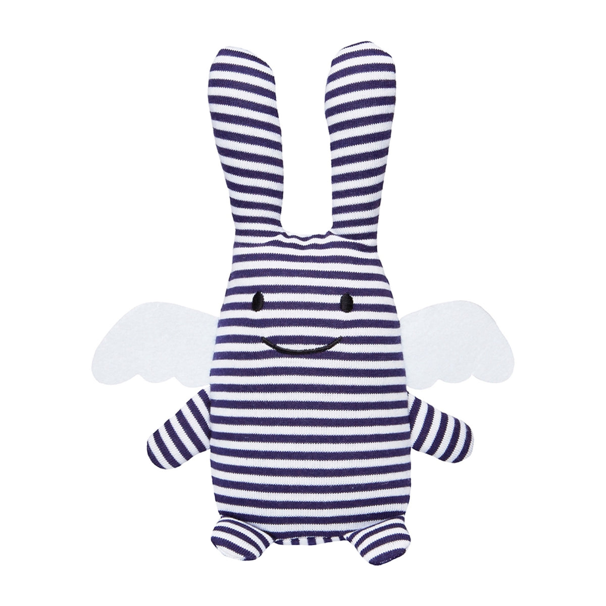 Doudou Ange Lapin avec hochet 20 cm — Trousselier — Marinière — packshot de face | Appart 17 Bruxelles