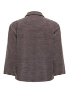 JDYDORIT Gilet-veste en maille jacquard effet tweed, manches 3/4 — JDY — Coffee Bean Checks — packshot, vue de dos 2 | Appart 17 Bruxelles