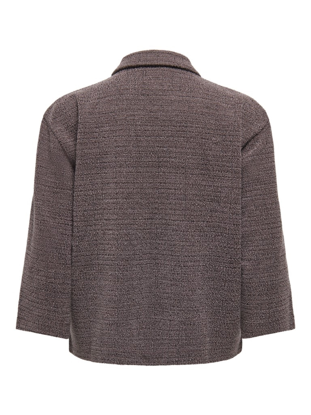 JDYDORIT Gilet-veste en maille jacquard effet tweed, manches 3/4 — JDY — Coffee Bean Checks — packshot, vue de dos 2 | Appart 17 Bruxelles