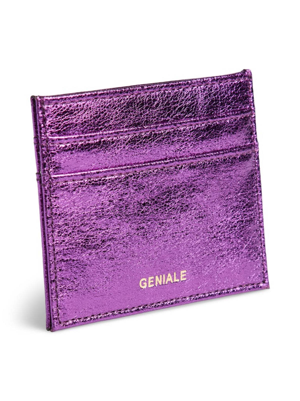 PCELSE Porte-cartes métallisé à message doré — Pieces — Purple Magic — packshot | Appart 17 Bruxelles