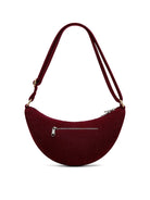 Hindbag Andrea Sac demi-lune d'hiver, velours, tartan ou effet laine — Hindbag — Velours bordeaux — packshot, vue de dos 5 | Appart 17 Bruxelles