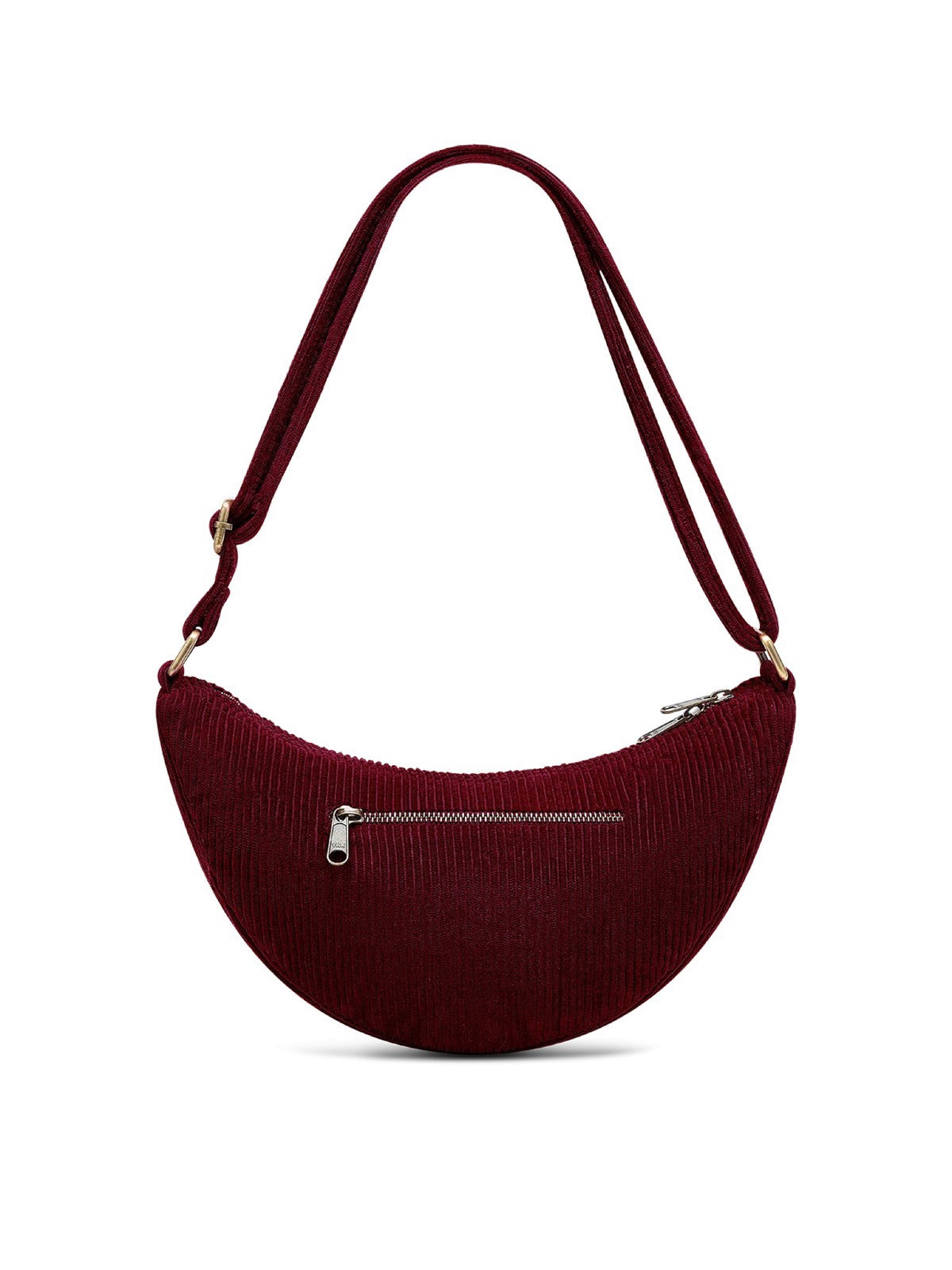 Hindbag Andrea Sac demi-lune d'hiver, velours, tartan ou effet laine — Hindbag — Velours bordeaux — packshot, vue de dos 5 | Appart 17 Bruxelles