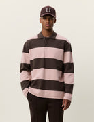 Striped LS Polo à manches longues rayé — Les Deux — Delicioso Brown — porté 2 | Appart 17 Bruxelles