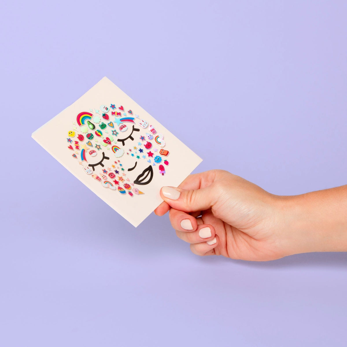 85 stickers visage fluo repositionnables, dès 3 ans — OMY — Kawaii — autre vue 2 | Appart 17 Bruxelles