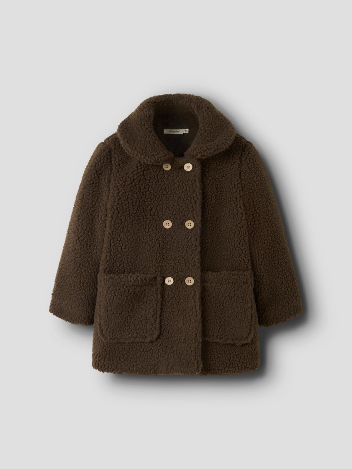 NMFNALO Manteau long en teddy fille — Lil' Atelier — Dark Earth — autre vue 3 | Appart 17 Bruxelles
