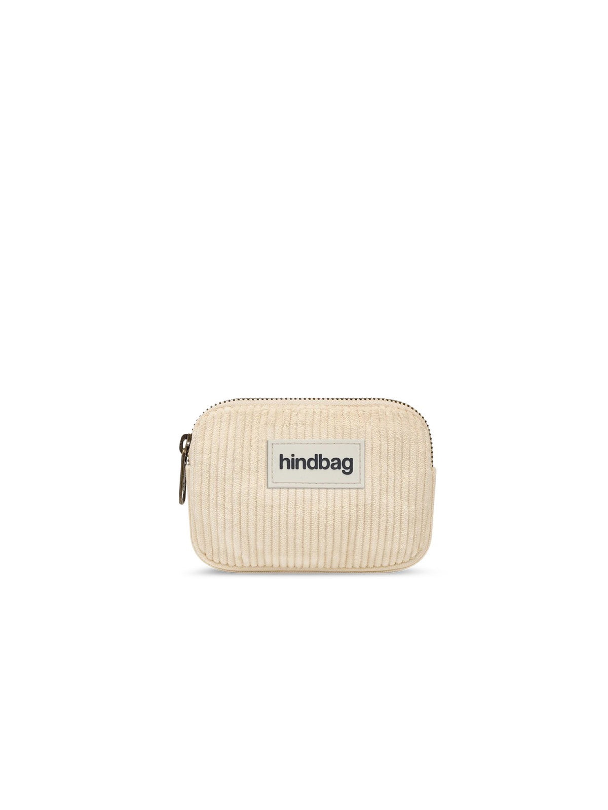 Hindbag Lili Porte-monnaie zippé, velours, tartan ou effet laine — Hindbag — Velours crème — packshot | Appart 17 Bruxelles