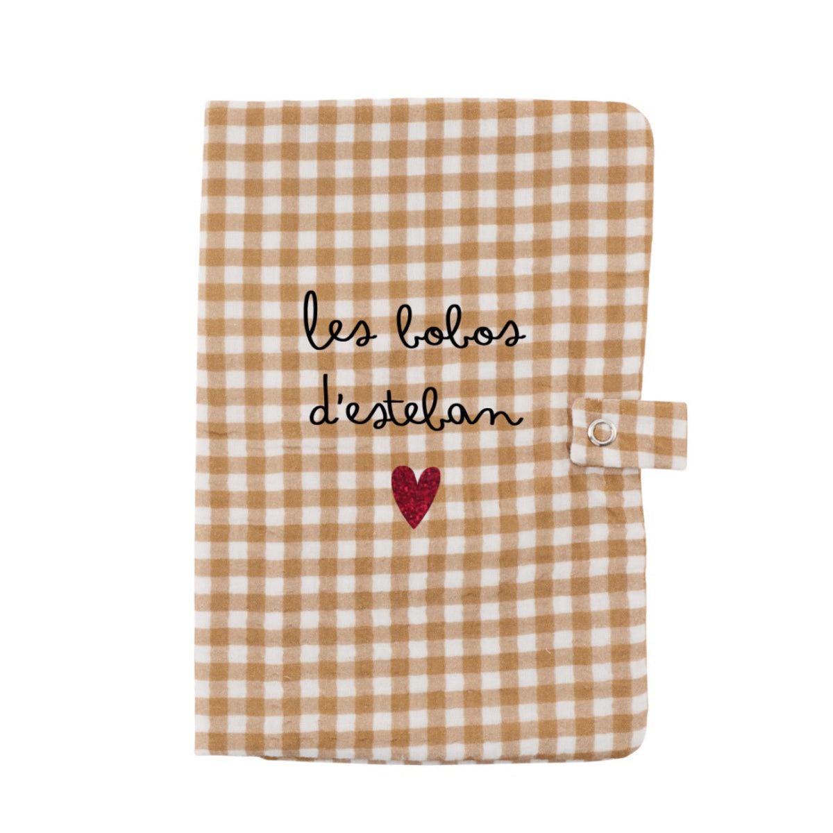Protège carnet de santé en gaze de coton brodé — Atelier Wagram — Vichy « Amour » — autre vue 3 | Appart 17 Bruxelles