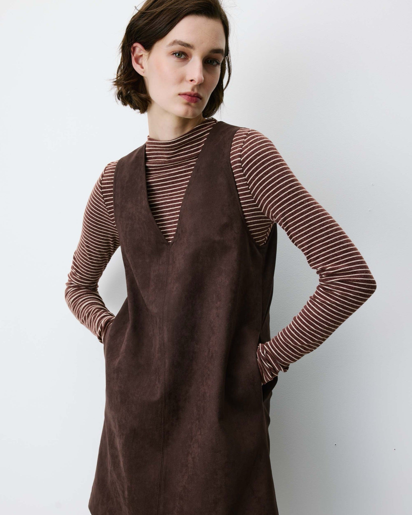 Anaya Robe chasuble en suédine — Chocolat — vue 2