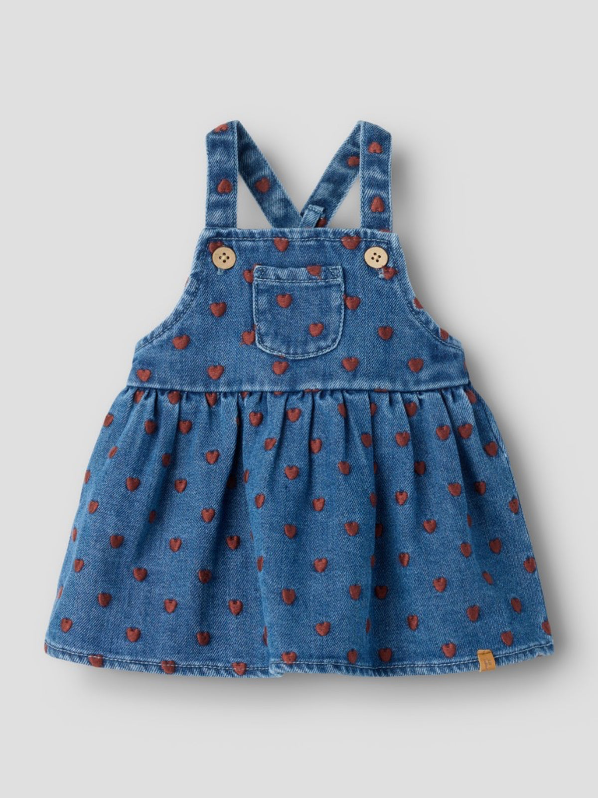 NBFLIVA Salopette-jupe en jean à cœurs bébé fille — Lil' Atelier — Dark Blue Denim Hearts — autre vue 4 | Appart 17 Bruxelles