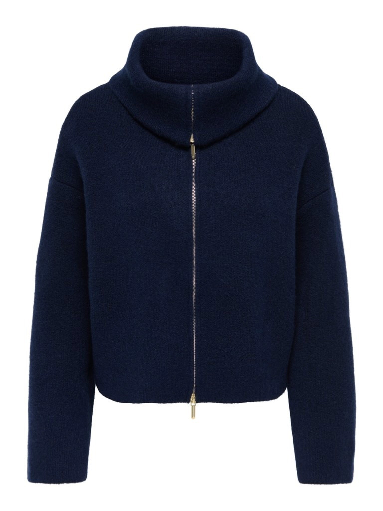 JDYZELINA Cardigan à double zip et col montant, manches longues — JDY — Navy Blazer — packshot, de face | Appart 17 Bruxelles