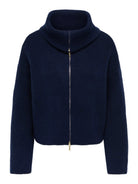 JDYZELINA Cardigan à double zip et col montant, manches longues — JDY — Navy Blazer — packshot, de face | Appart 17 Bruxelles