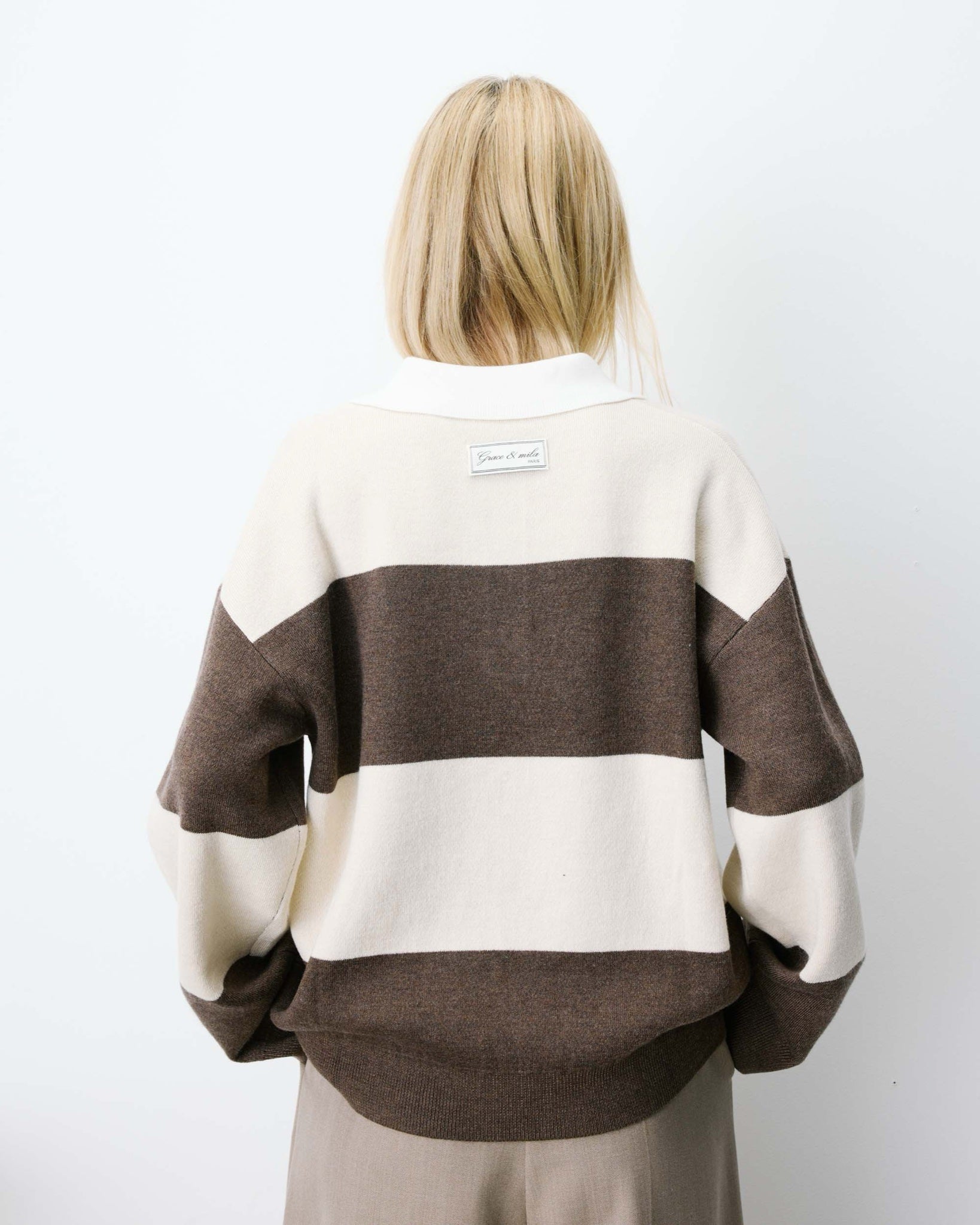 Astre Polo en maille rayée — Sable — vue 8