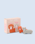 Fluid Market × Thomas Gravereau Sel & Poivre Chat en céramique — Fluid Market — Orange & gris — packshot, coffret 3 | Appart 17 Bruxelles