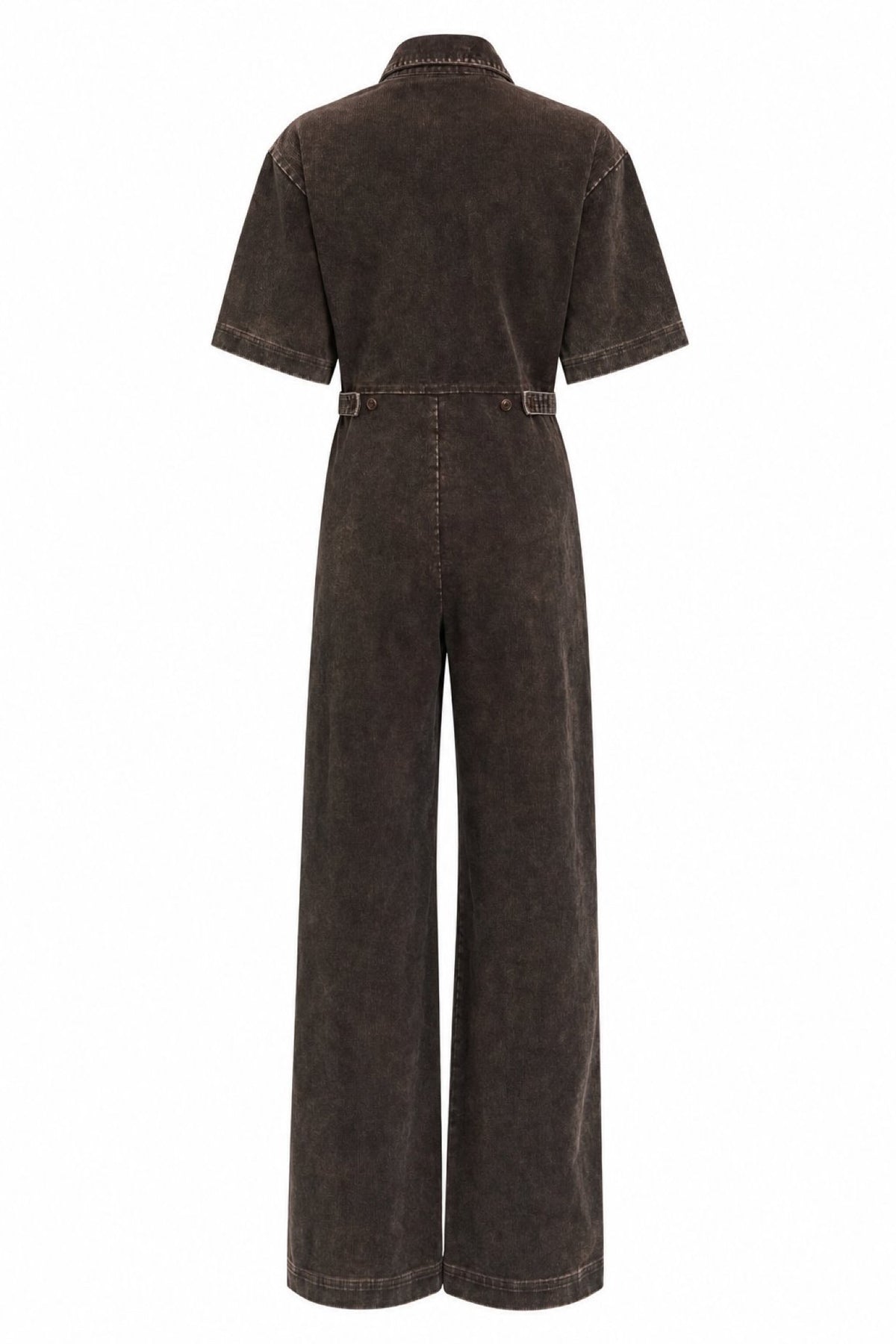 MARGATE Combinaison pantalon en velours côtelé délavé, manches courtes — FRNCH — Ocre — packshot, vue de dos 8 | Appart 17 Bruxelles