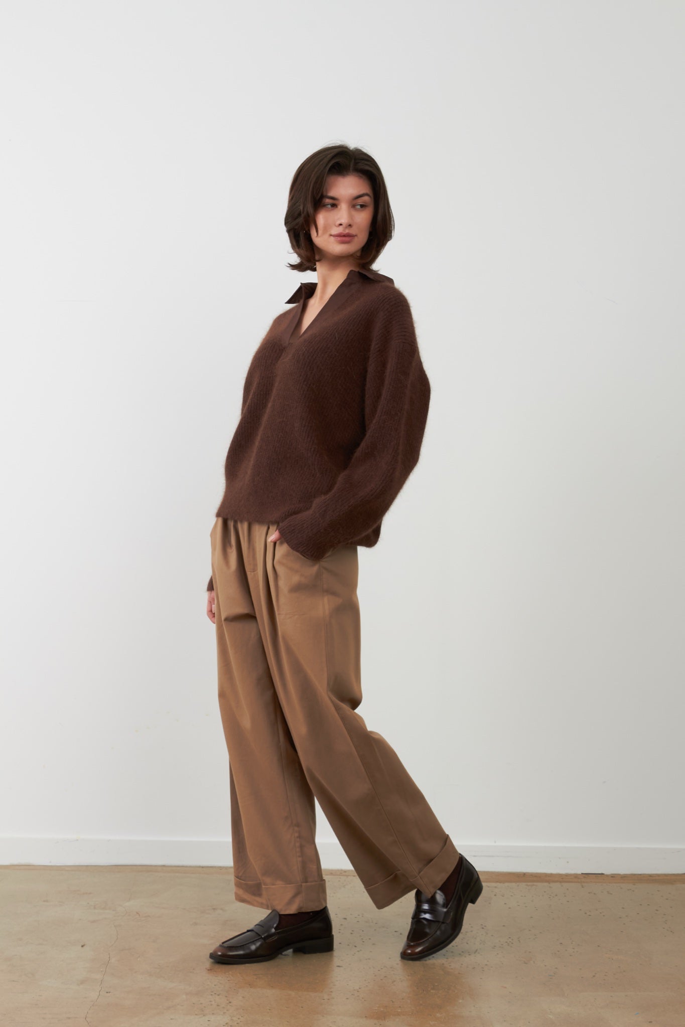 JORDANA Pull en maille angora — Chocolat — vue 2